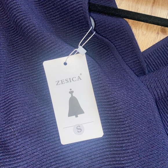 Navy Blue Sweater Dress with Removable/Adjustable Bow - Picture 3 of 5